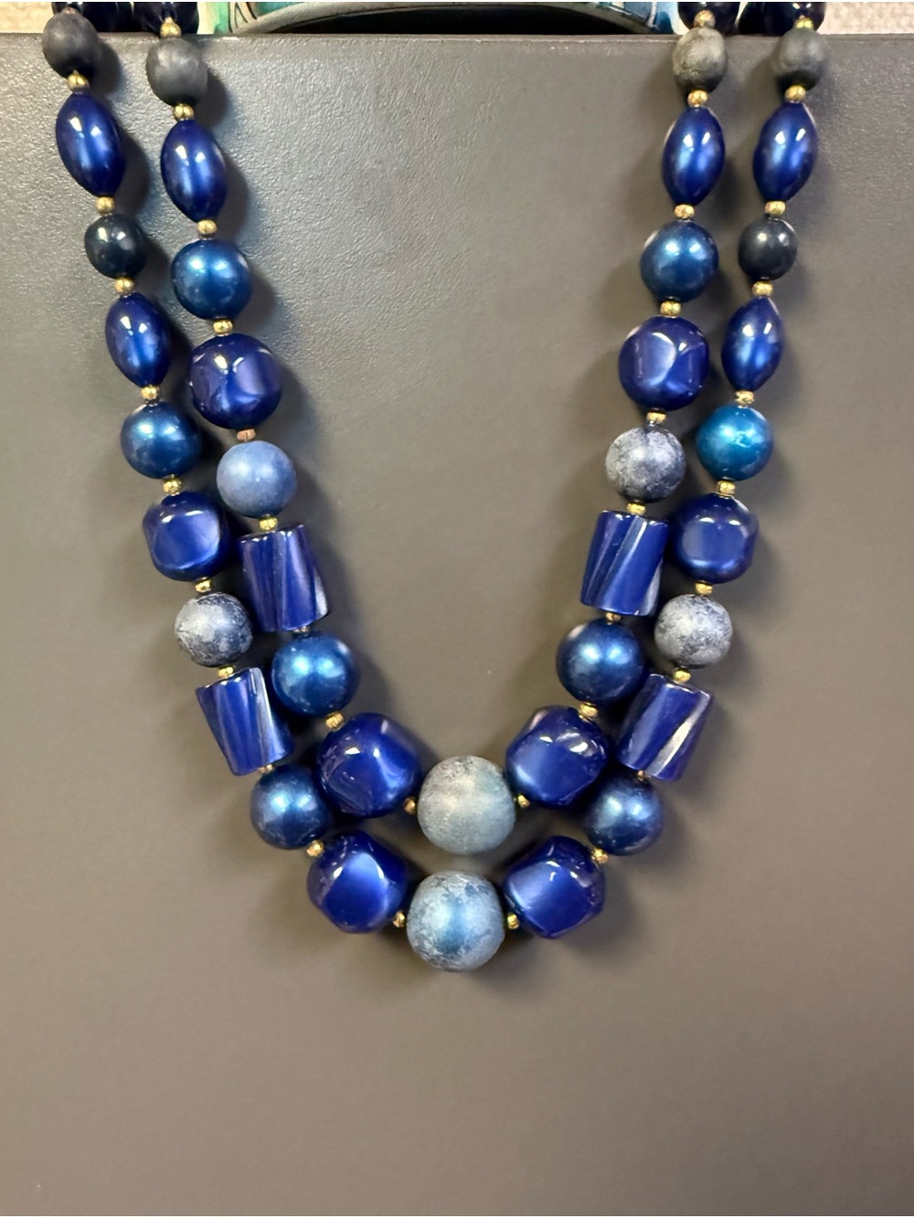 Bold Multi-Strand Blue Statement Necklace